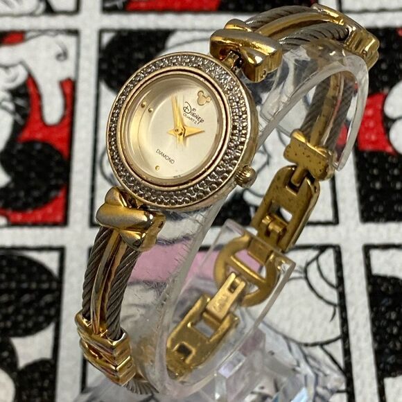 Vintage Disney Time Works Diamond Accented Bezel Mickey Mouse Icon Watch - Picture 4 of 16